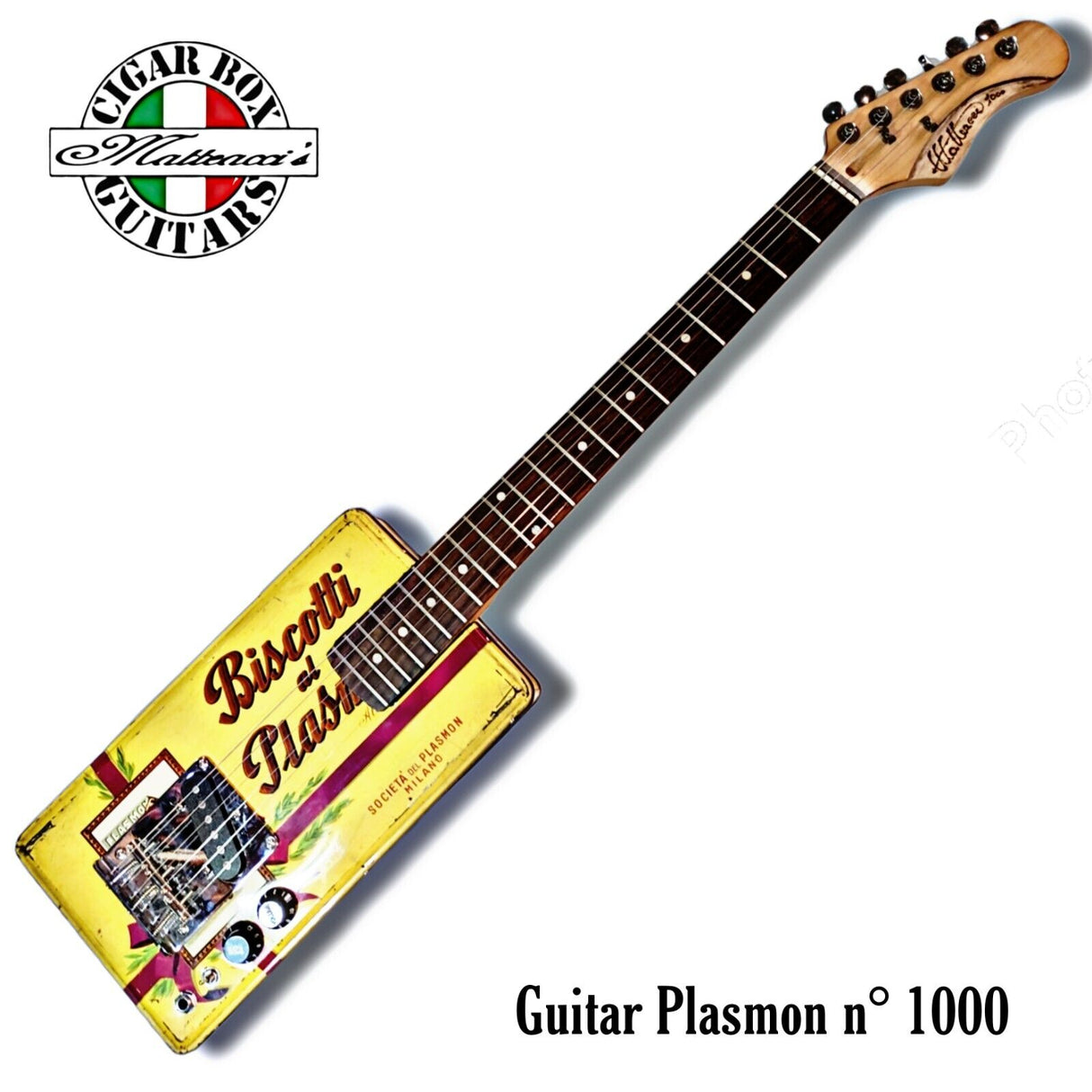 Biscotti Plasmon n° 1000 Delta blues Cigar Box Guitar 6 Strings Matteacci