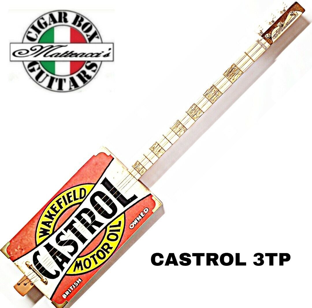 Castrol 3tpv cigar box guitar Matteacci's Made in Italy