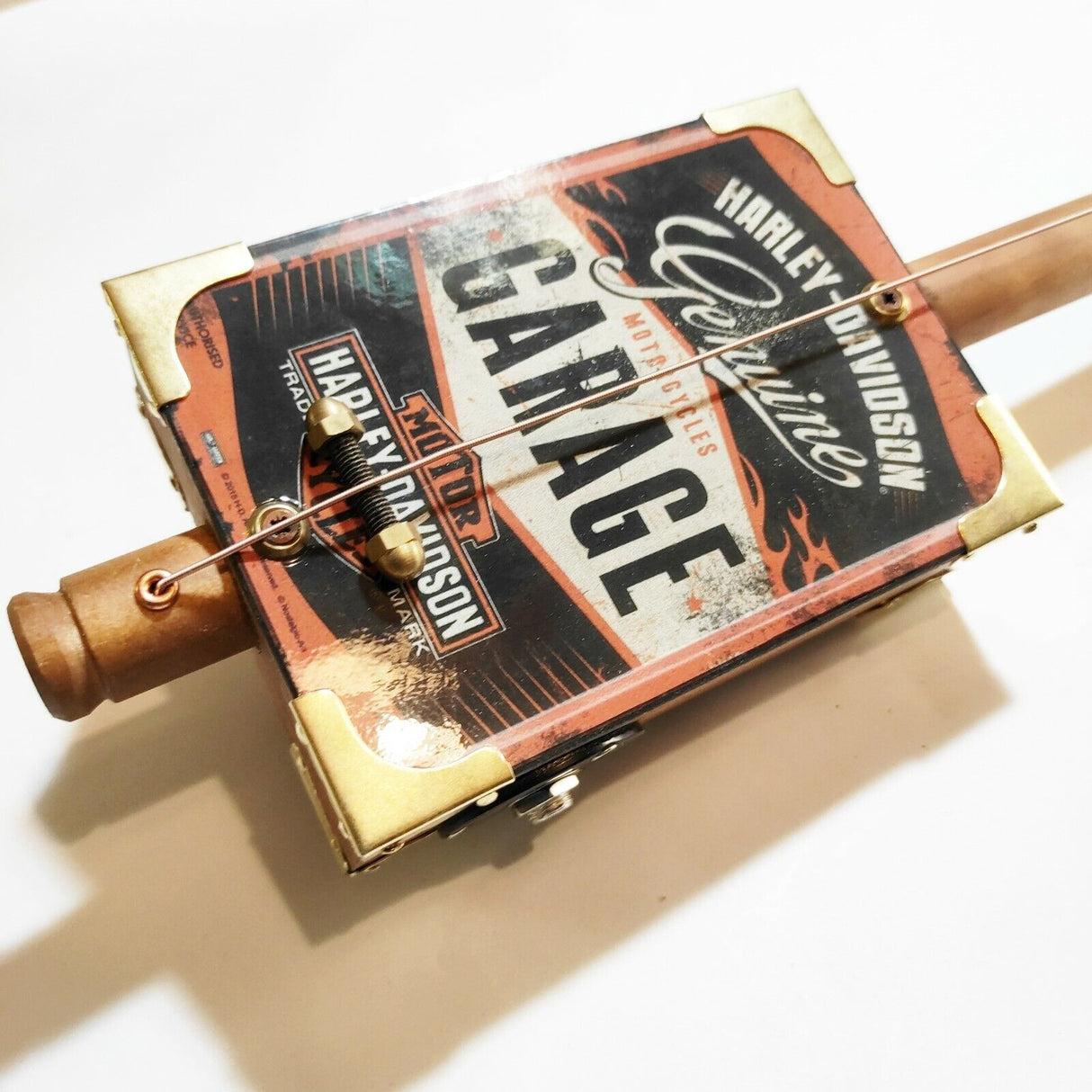 Cigar Box Guitar Ramkie Harley Davidson GARAGE Diddley bow one string Matteacci