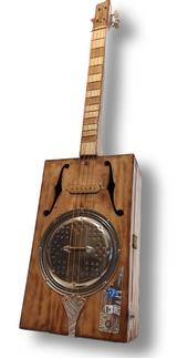 Wine Cigar Box Guitar 4s. resophonic