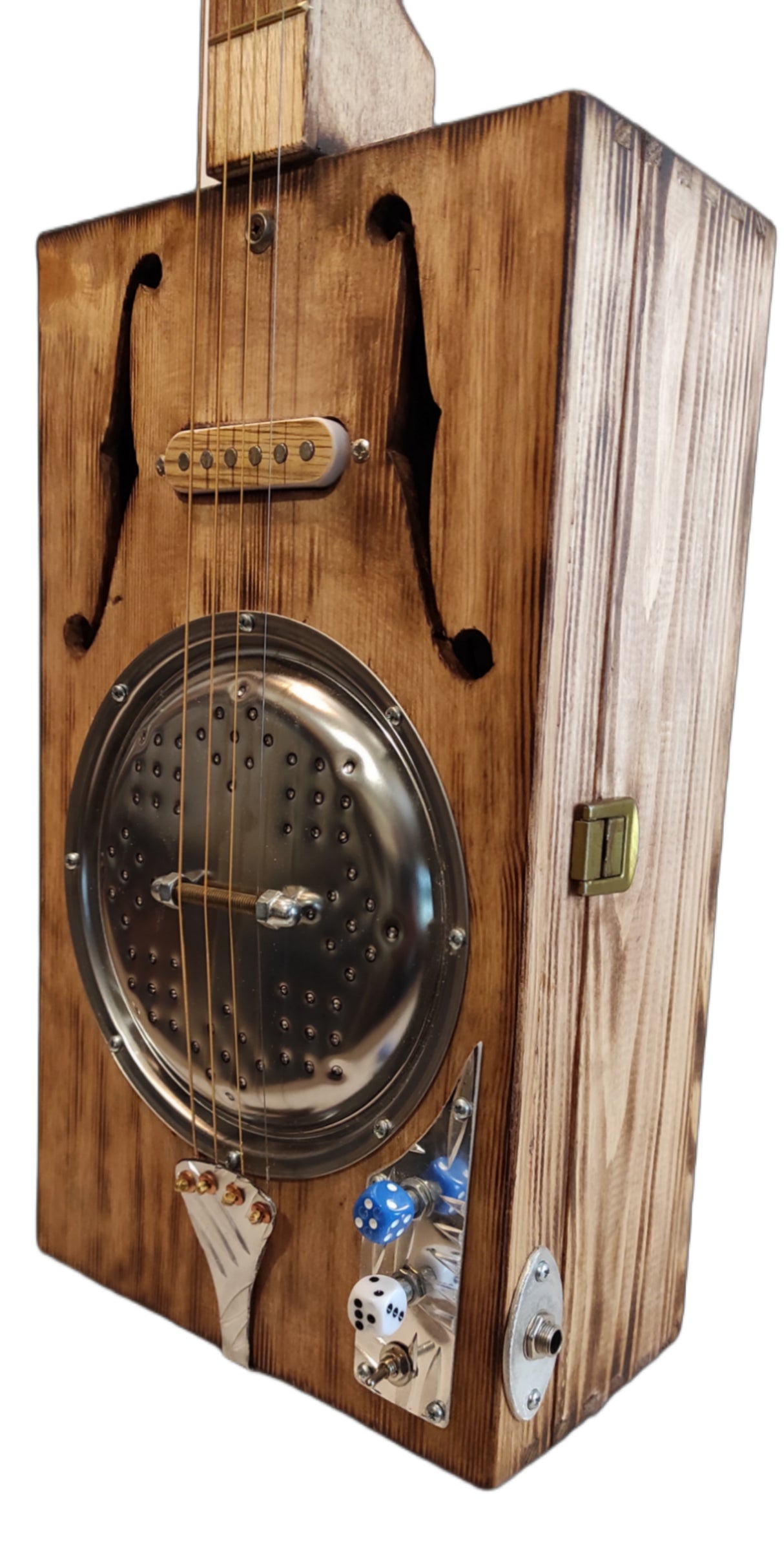 Wine Cigar Box Guitar 4s. resophonic