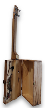 Wine Cigar Box Guitar 4s. resophonic