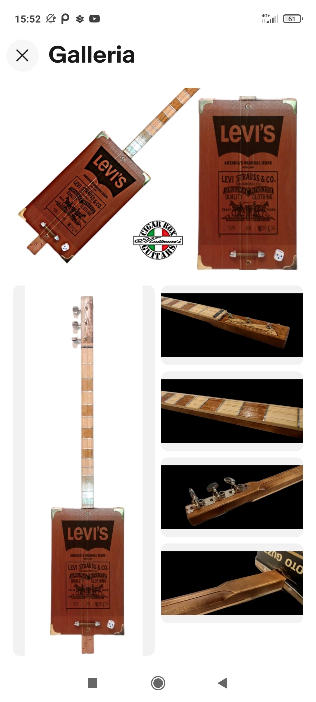 Levis tributo 3tpv cigar box guitar Matteacci's Made in Italy