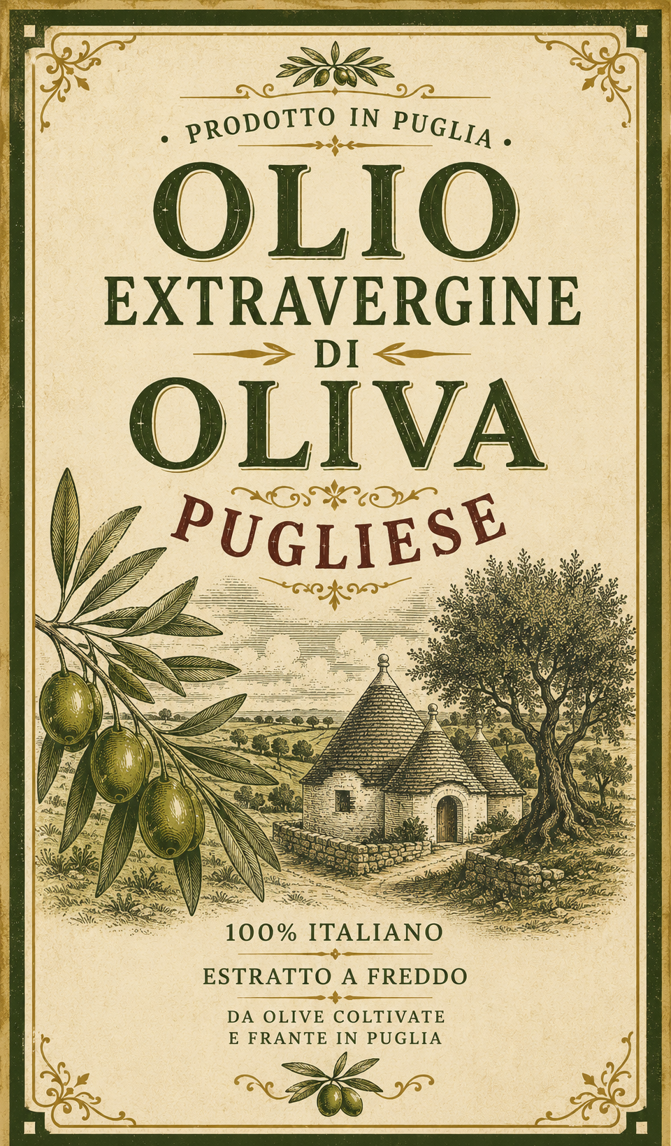 Olio extravergine d'oliva Pugliese 3tpv cigar box guitar Matteacci's Made in Italy