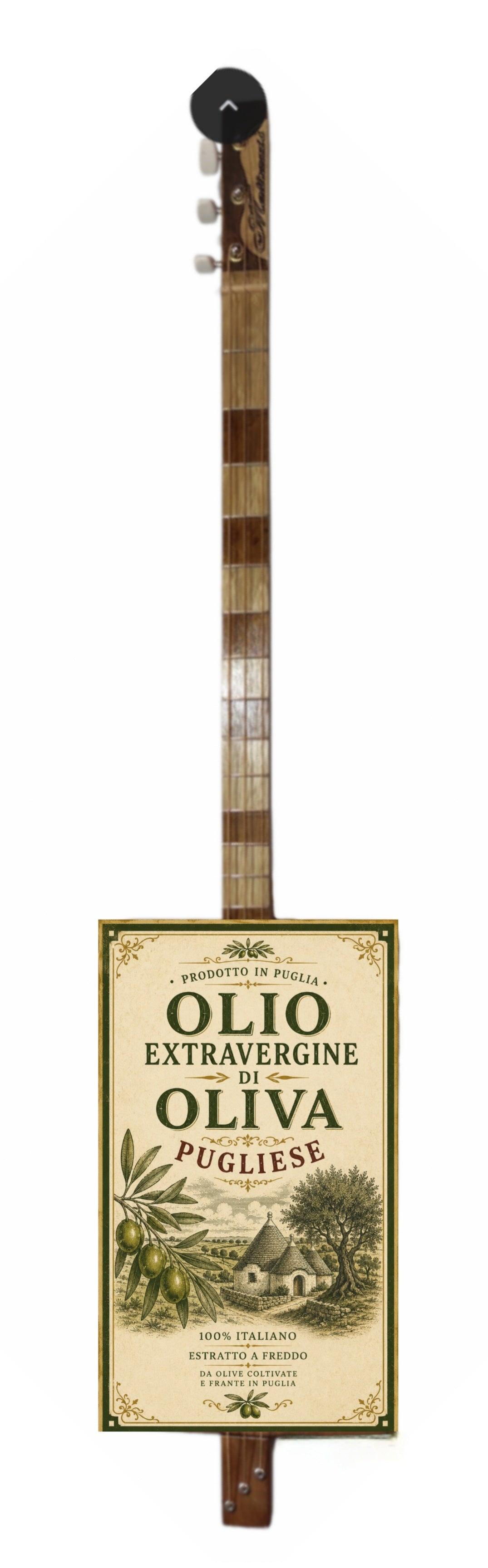 Olio extravergine d'oliva Pugliese 3tpv cigar box guitar Matteacci's Made in Italy