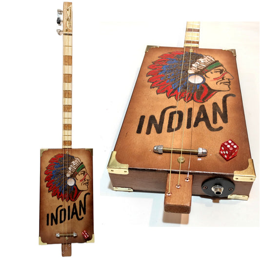 Indian 3tpv cigar box guitar Matteacci's Made in Italy