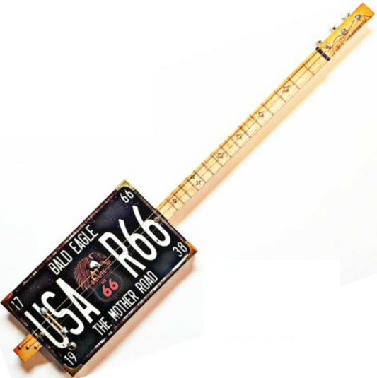 Usa Route 66 3spv cigar box guitar Matteacci's Made in Italy