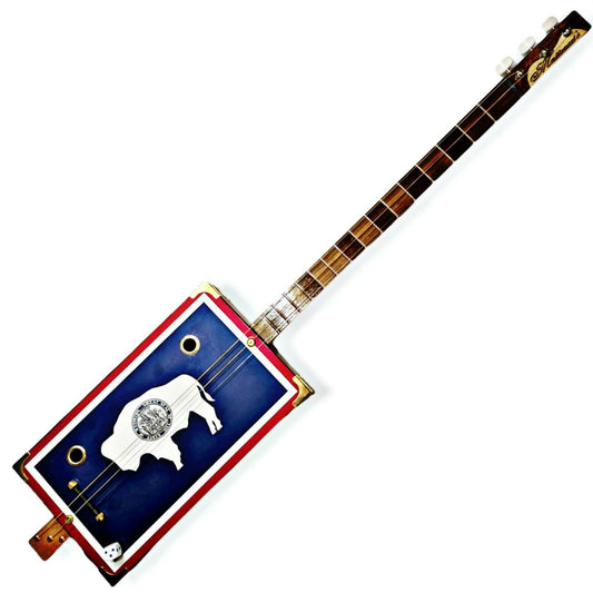 Wyoming State Tribute 3tpv Cigar Box Guitar Matteacci's Made in Italy